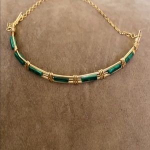 14 carat gold  green stone necklace